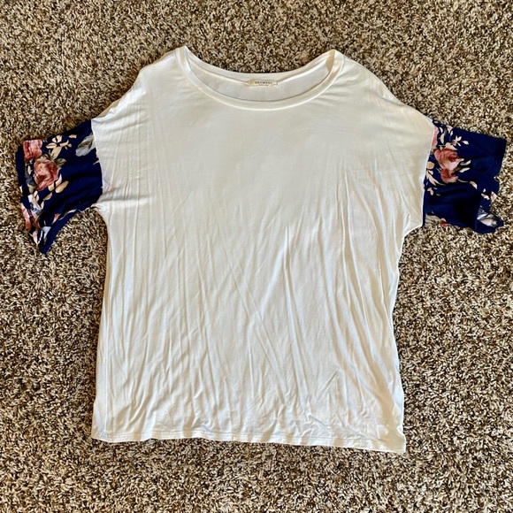Promesa white floral flutter sleeve relaxed top S - Picture 4 of 7
